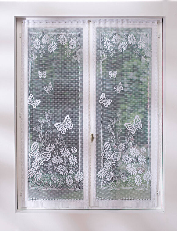 Vitrage droit Papillons  (blanc)