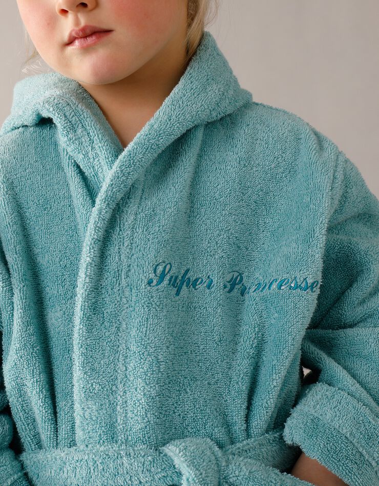 Peignoir enfant éponge à capuche personnalisable (vert d'eau) Peignoir enfant éponge à capuche personnalisable (vert d'eau)