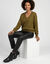 Pull col V festonn&eacute;, maille pointelle ajour&eacute;e fantaisie (bronze)