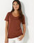 T-shirt col rond manches courtes (chocolat)