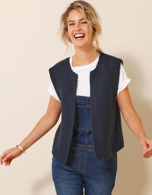 Gilet col rond sans manches (marine)