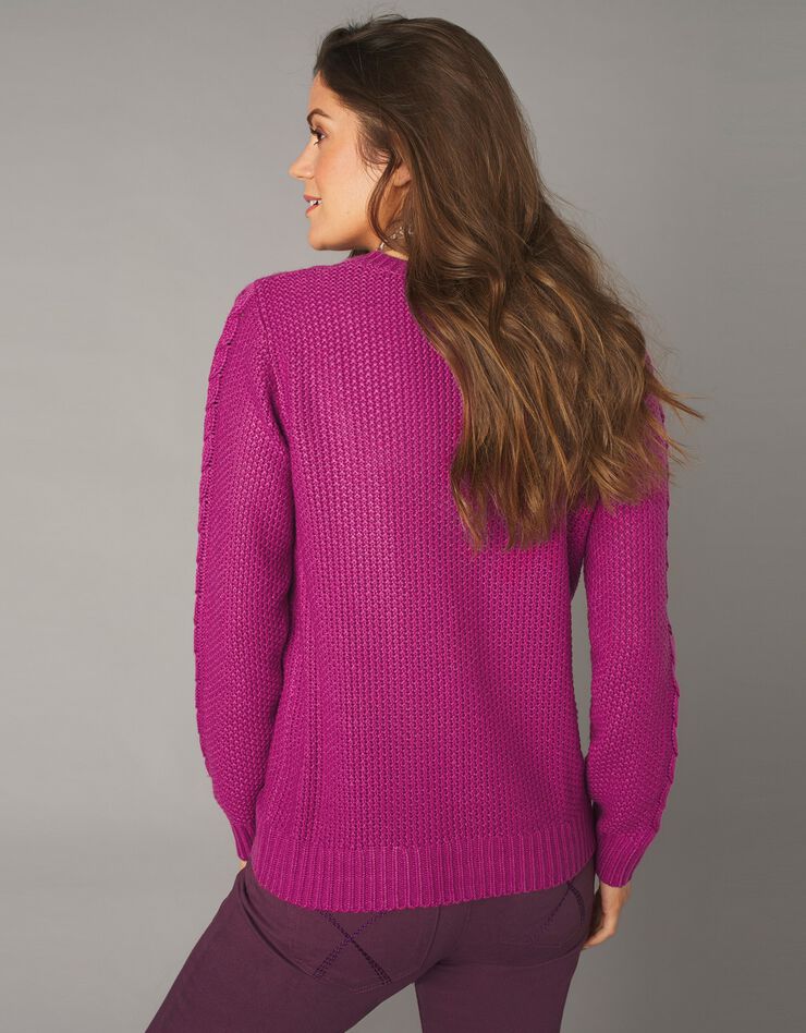 Cardigan boutonné, maille torsadée (violine) Cardigan boutonné, maille torsadée (violine)