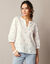 Blouse manches 3/4, broderies papillons (blanc)