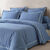Linge de lit uni double bourdon - percale de coton 80 fils/cm&sup2; (bleu / blanc)