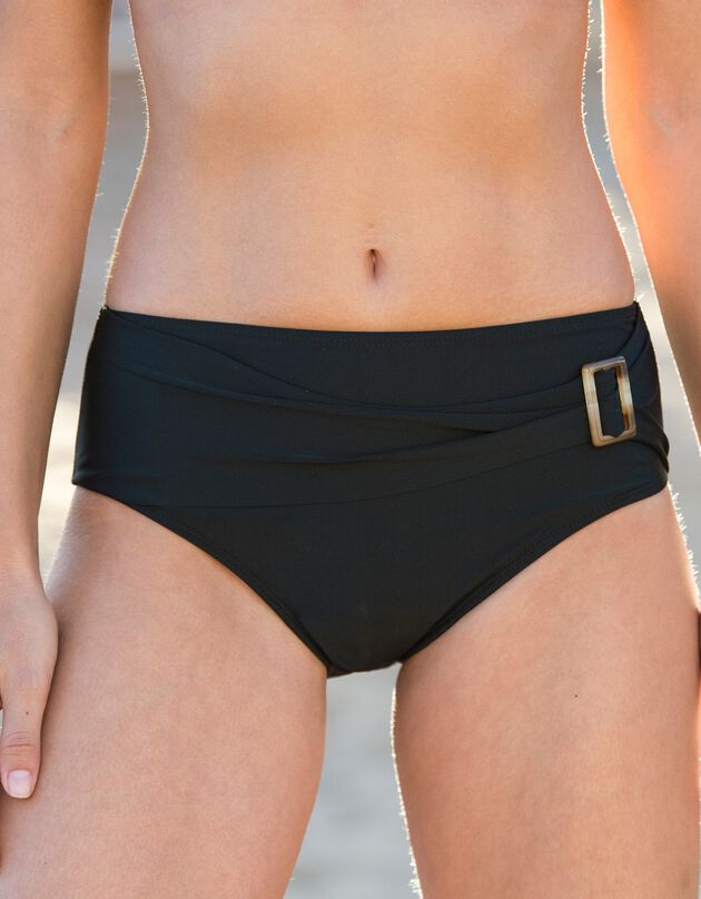 Culotte de bain drapée taille haute Calero (noir)