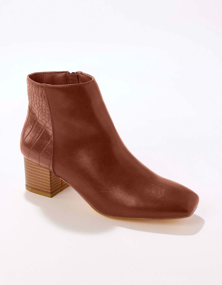 Boots bi-matière bout carré - caramel (caramel) Boots bi-matière bout carré - caramel (caramel)