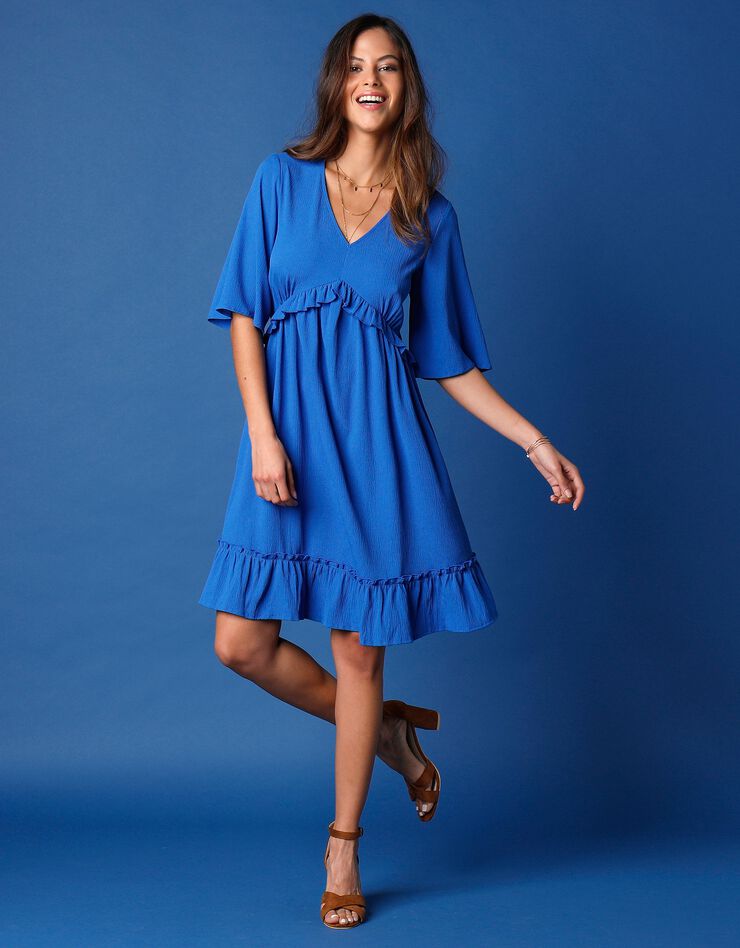 Robe ample volantée (bleu dur)