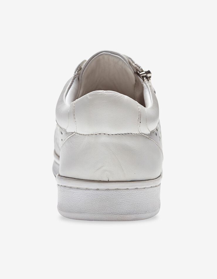Tennis zippée en cuir perforé (blanc)