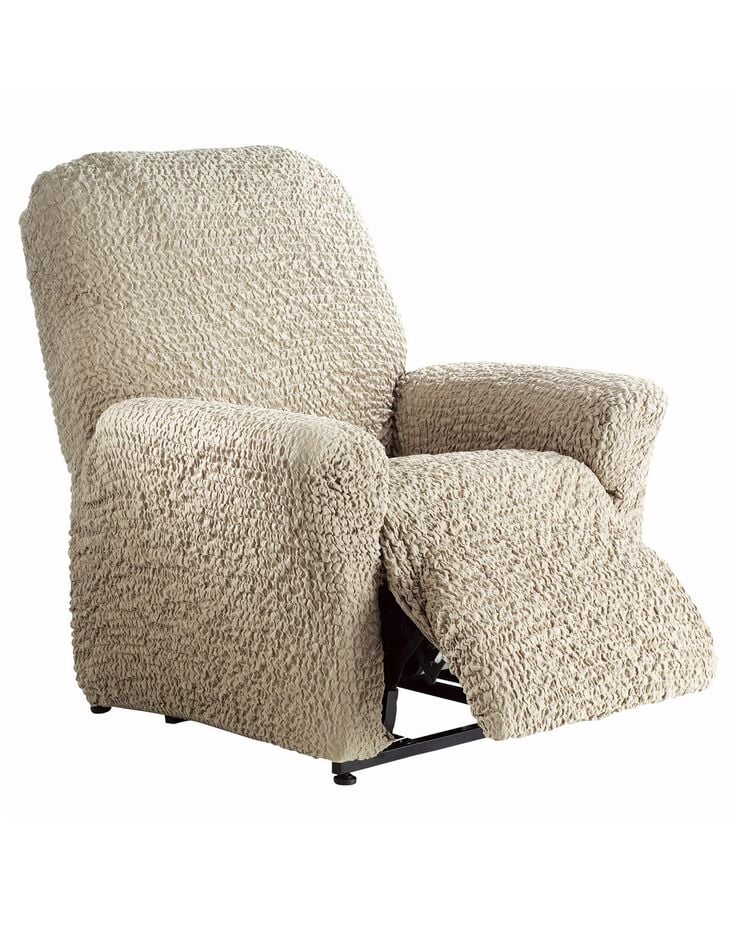 Housse gaufrée bi-extensible spéciale fauteuil relaxation  (naturel)