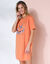 Chemise de nuit courte imprimée "papillons"  (orange)