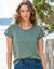 T-shirt col rond dentelle (kaki)