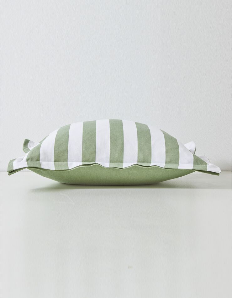 Housse de coussin rayée, collection Ninole - lot de 2 (kaki / blanc)
