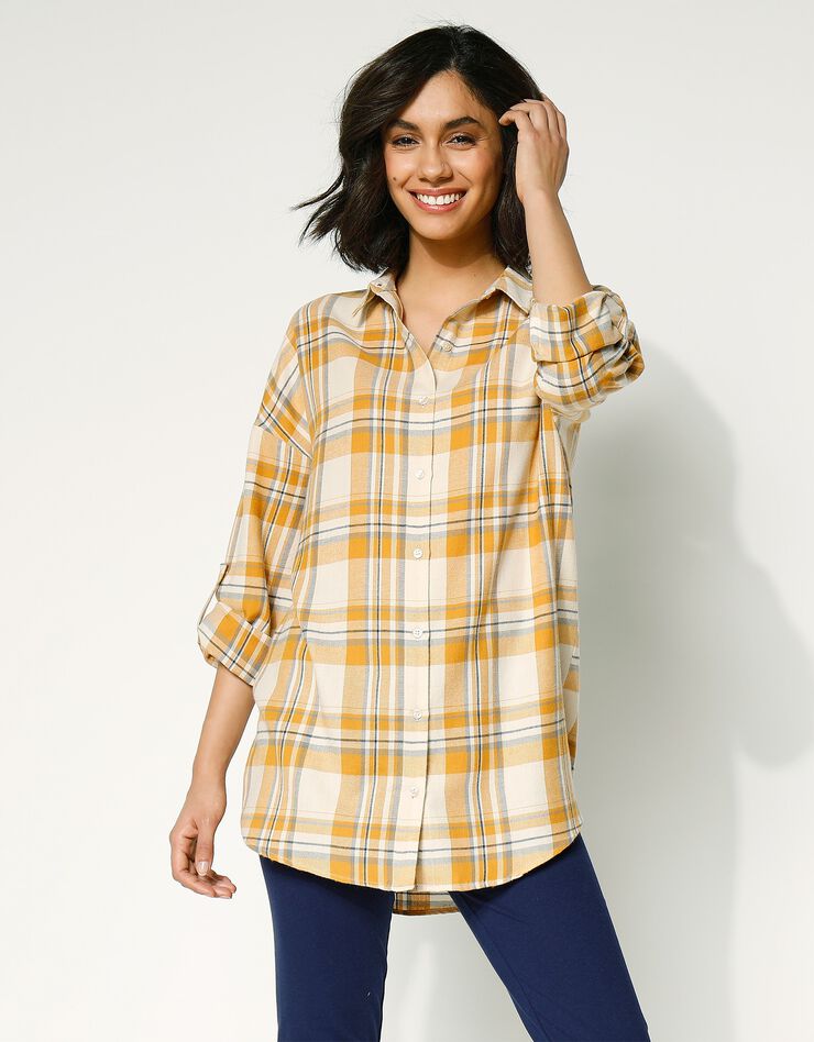 Chemise flanelle à carreaux (écru / miel) Chemise flanelle à carreaux (écru / miel)