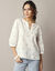 Blouse manches 3/4, broderies papillons (blanc)