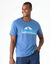 T-shirt col rond motif plac&eacute; manches courtes (bleu)