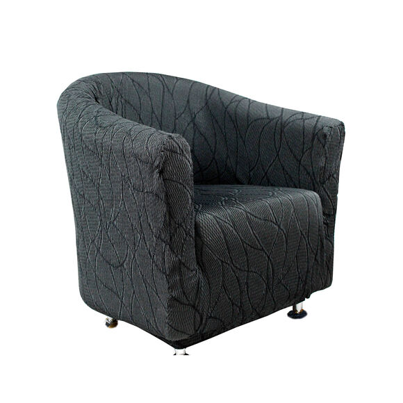 Housse extensible motif jacquard "serpentins" spéciale fauteuil cabriolet  (gris)