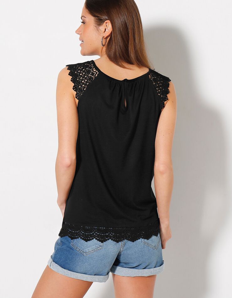 Tee-shirt macramé uni (noir) Tee-shirt macramé uni (noir)