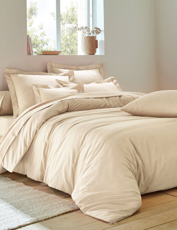 Linge de lit uni polyester-coton Colombine (sable)