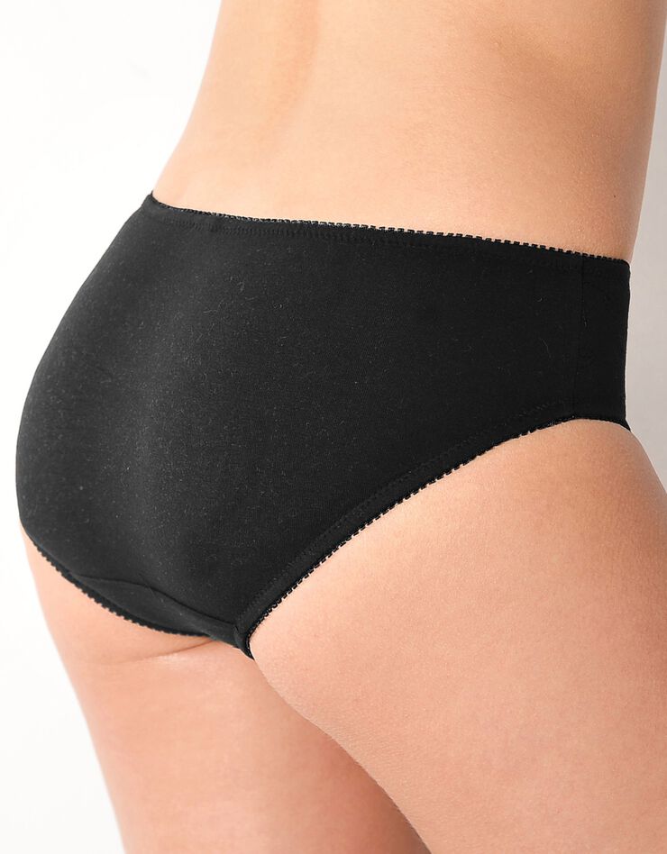 Culotte brodée forme midi coton uni Olbia - lot de 2 (noir) Culotte brodée forme midi coton uni Olbia - lot de 2 (noir)