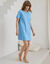 Chemise de nuit courte imprimée pois (bleu)