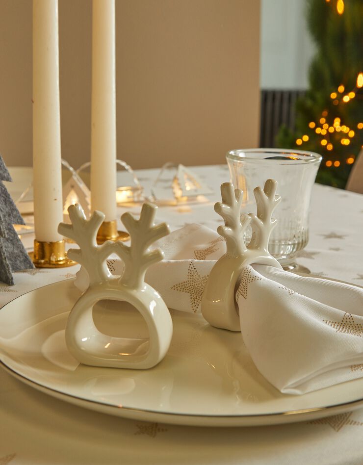 Lot de 4 ronds de serviette renne en porcelaine (blanc) Lot de 4 ronds de serviette renne en porcelaine (blanc)