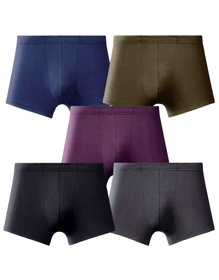 Boxer uni ceinture élastiquée recouverte - lot de 5 (mica)