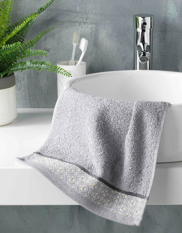 Éponge coton liteau imprimé mosaïque - 450g/m² (gris)