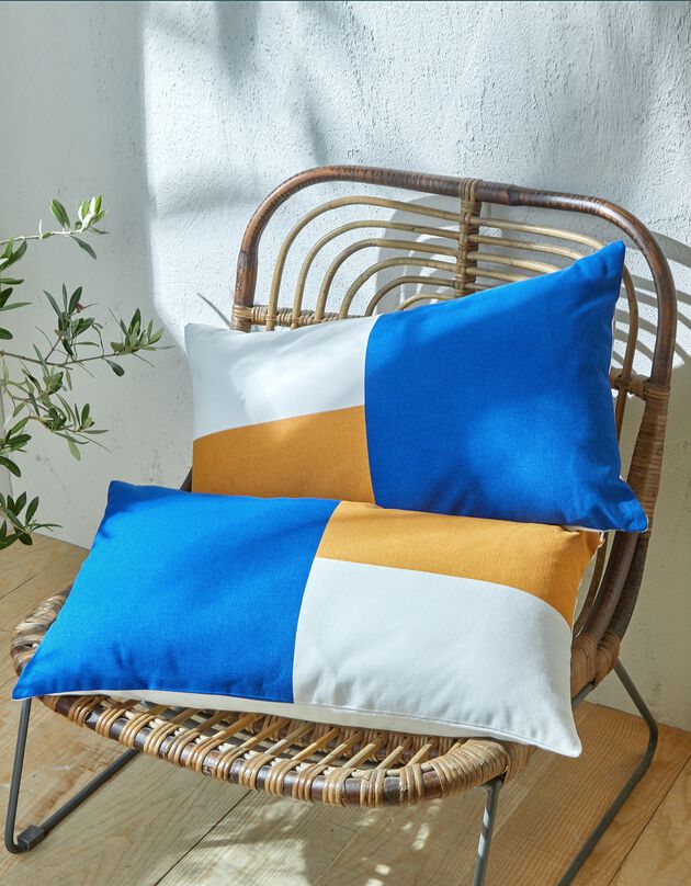 Housse de coussin colorblock, collection Ninole - lot de 2 (jaune / bleu)