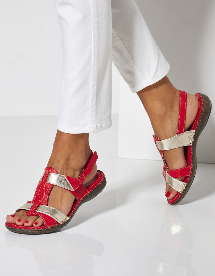 Sandales bicolores en cuir extra souple - rouge (rouge) Sandales bicolores en cuir extra souple - rouge (rouge)