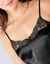 Caraco satin dentelle, bretelles r&eacute;glables (noir)