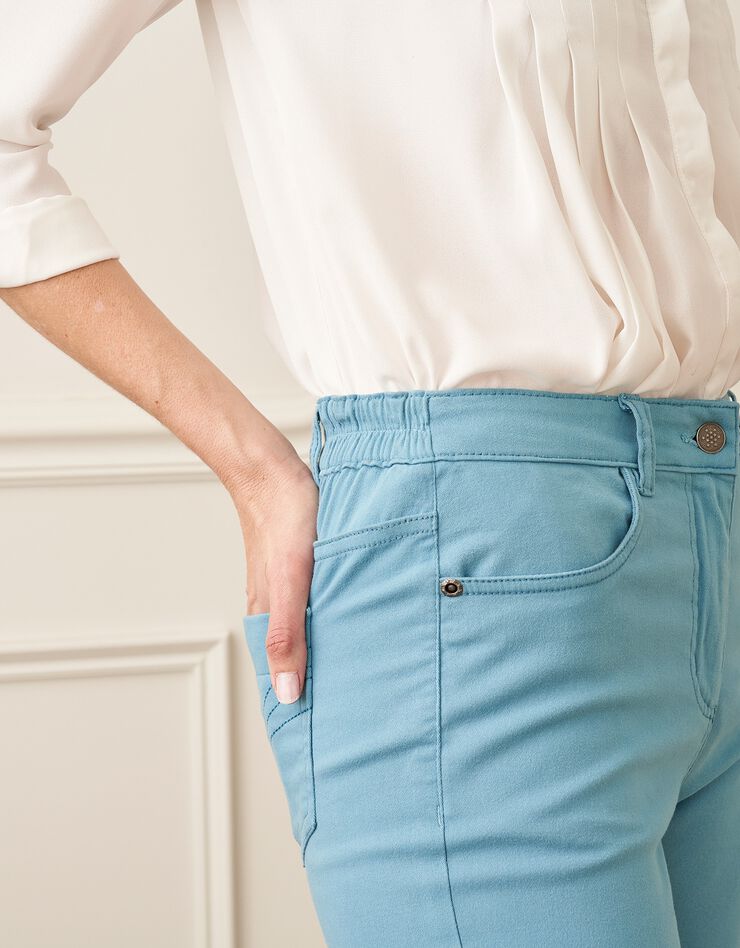 Pantalon droit, twill stretch (bleu grisé)