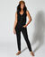 Pantalon fuselé uni, taille élastiquée (noir)