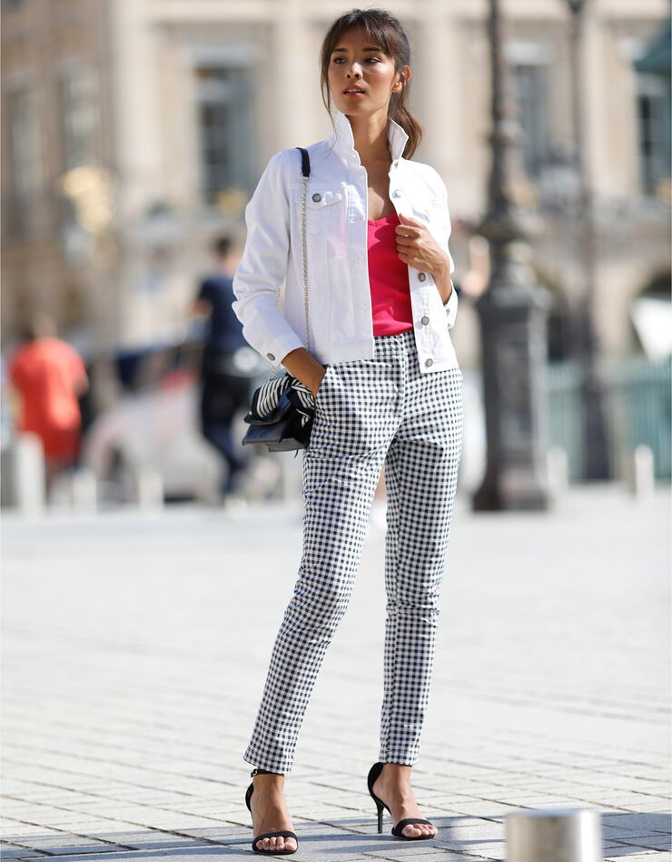Veste boutonnée en jean (blanc)