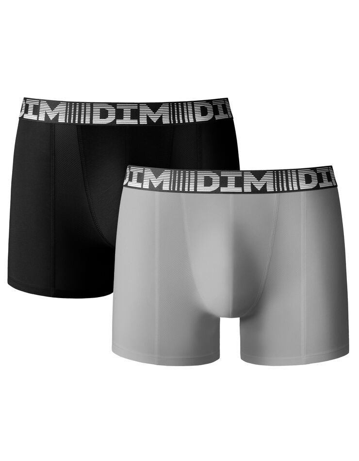 Boxer long 3D Flex Air coupe short - lot de 2 (noir + gris) Boxer long 3D Flex Air coupe short - lot de 2 (noir + gris)