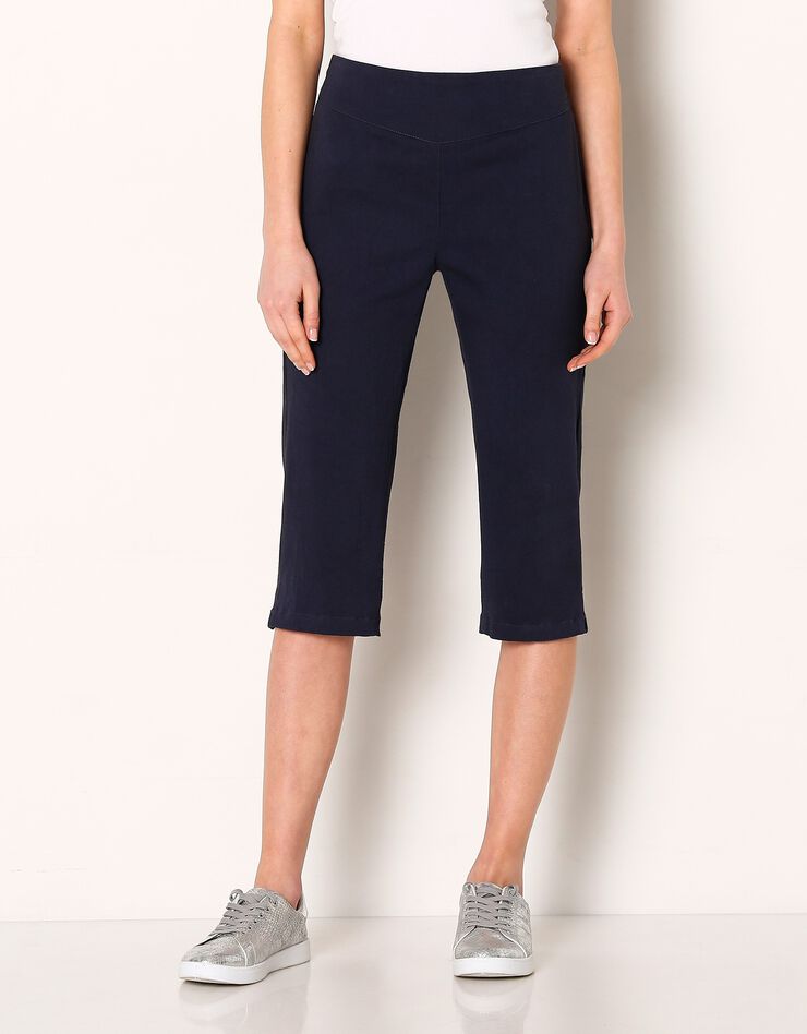 Corsaire toile stretch - effet ventre plat (marine)