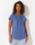 T-shirt col tunisien manches courtes, broderie anglaise (bleu jean)