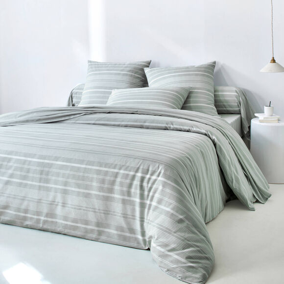Linge de lit Sacha imprim&eacute; ray&eacute; - coton 52 fils/cm&sup2; (c&eacute;ladon)