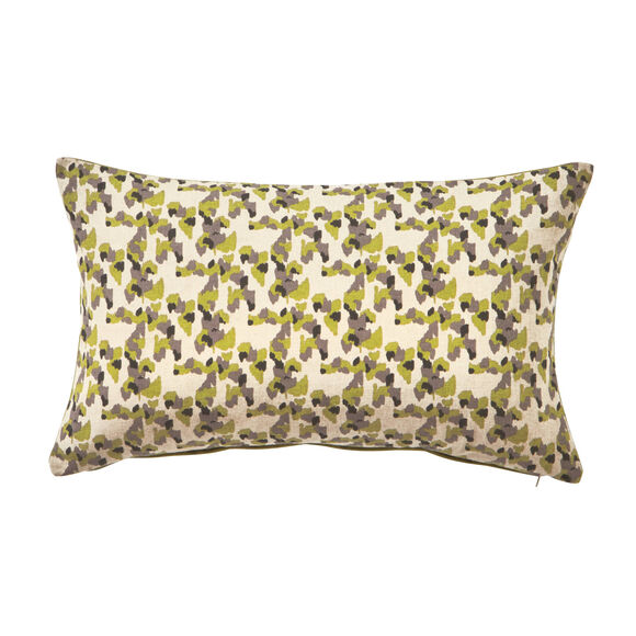 Coussin imprimé tacheté (naturel / vert)