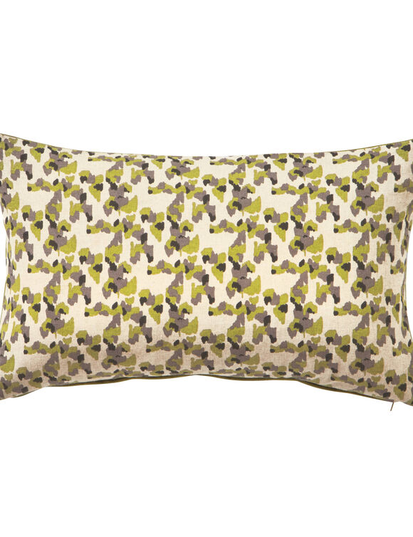 Coussin imprimé tacheté (naturel / vert)