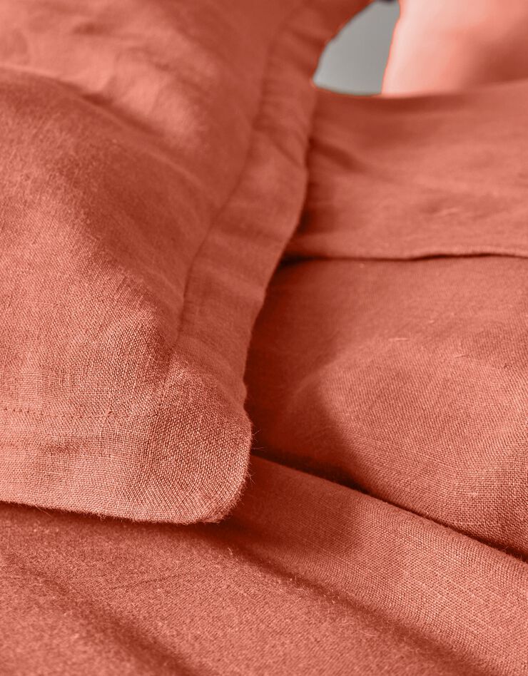 Linge de lit uni lin lavé (rouille)