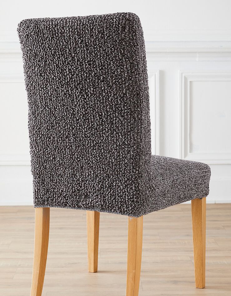 Housse microfibre bi-extensible gaufrée spéciale chaise  (gris)