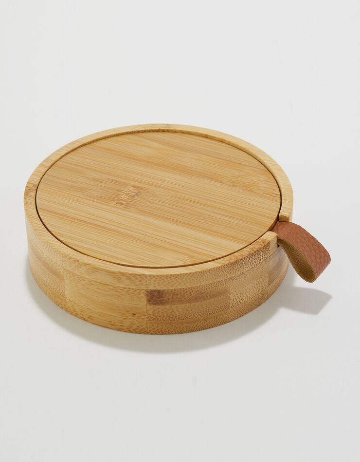 Boîte de rangement avec miroir de maquillage (bois)