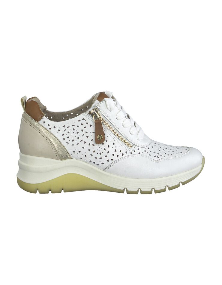 Baskets dessus cuir - largeur confort (blanc / caramel)