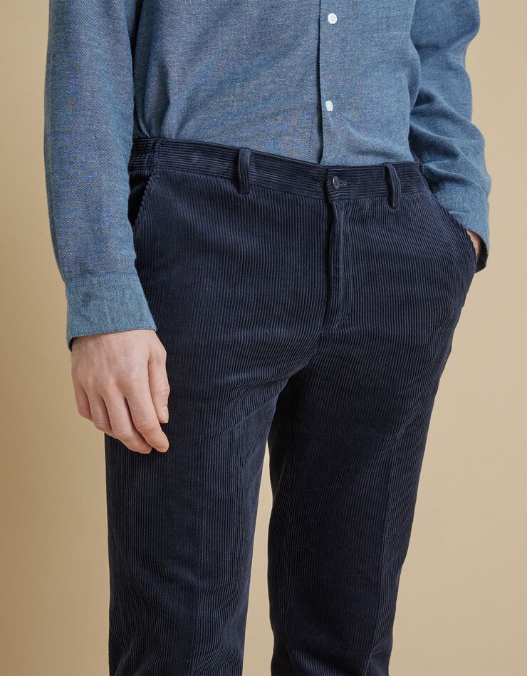 Pantalon velours taille élastiquée sans pince (marine) Pantalon velours taille élastiquée sans pince (marine)