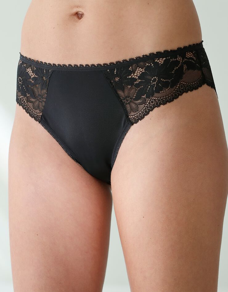 Culotte forme midi microfibre et dentelle stretch - lot de 2 (noir) Culotte forme midi microfibre et dentelle stretch - lot de 2 (noir)