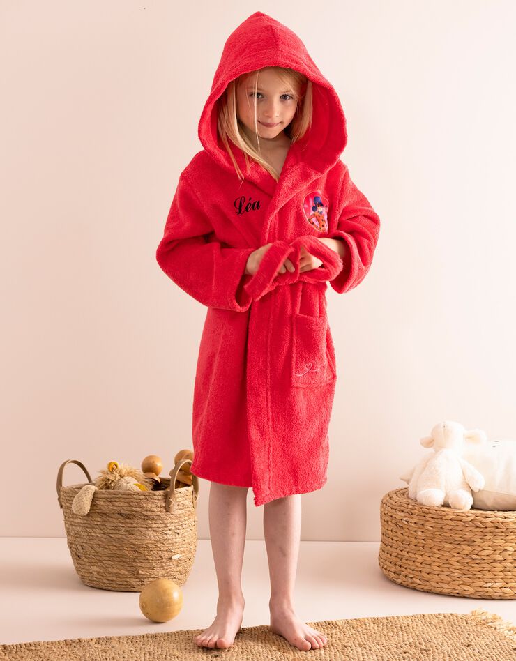 Peignoir de bain enfant Miraculous® personnalisable, éponge coton - 380g/m2 (rose)