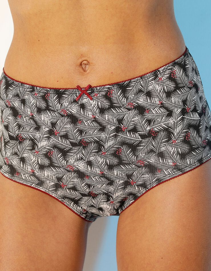 Culotte maxi coton imprimée "feuilles" - lot de 4 (bordeaux / rose poudré) Culotte maxi coton imprimée "feuilles" - lot de 4 (bordeaux / rose poudré)