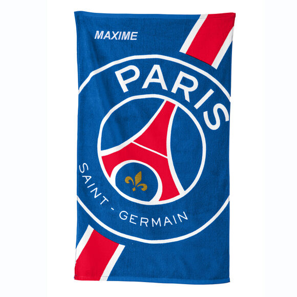 Drap de bain enfant PSG® personnalisable, éponge et velours coton - 320g/m2  (bleu)