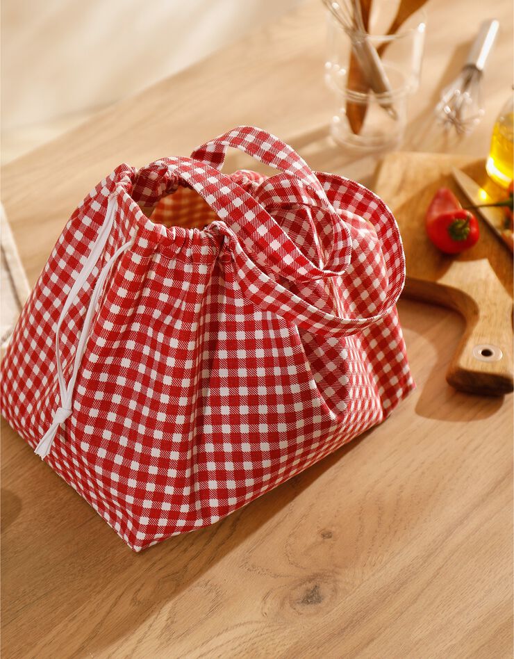 Sac à pain imprimé carreaux - collection upcycling (rouge / blanc) Sac à pain imprimé carreaux - collection upcycling (rouge / blanc)