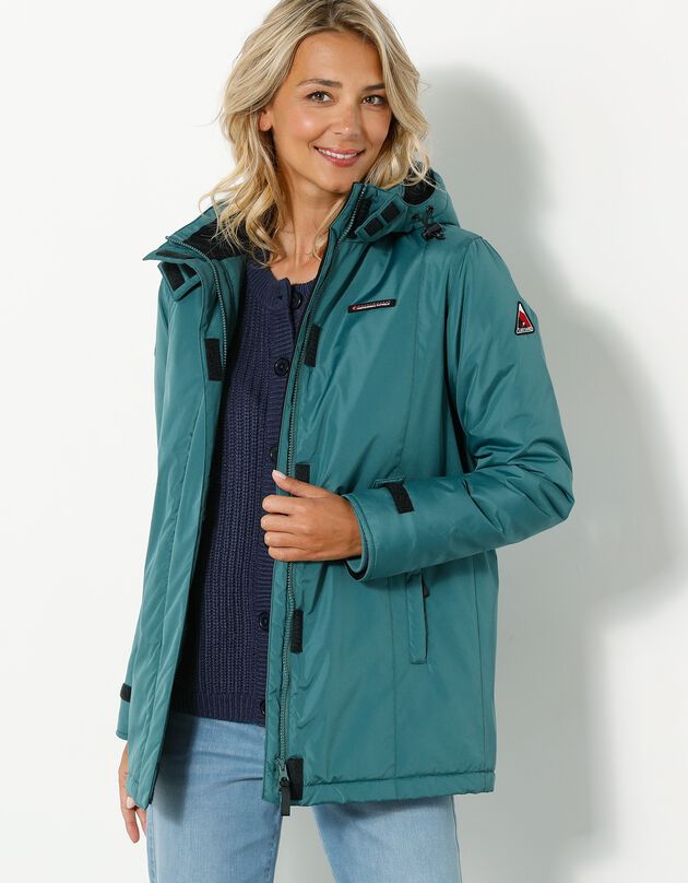Parka imperméable doublée polaire unie (vert sapin)